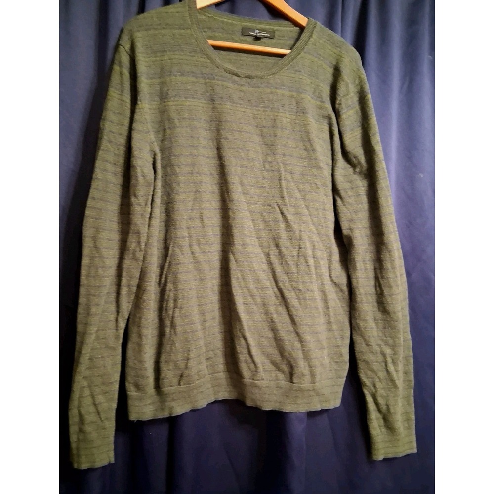 Vintage Y2K 90s Grandpa Grunge Sweater Henley Stripe‎ Perfect XXL Olive Green
